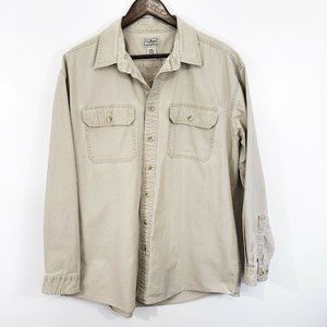 LL Bean Mens Tan Khaki Button Up Shirt Tall Pocket